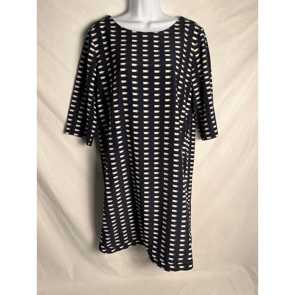 Gap Designed & Crafted Novelty Print Shift Dress Black Cream Size Medium - Picture 1 of 8